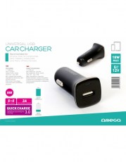 OMEGA CAR CHARGER 1xUSB Quick Charge 3.0 18W black [44253]